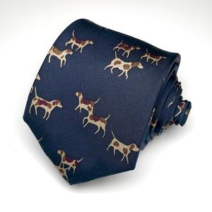 Banana Republic Men’s Navy Blue with Dogs Silk Skinny Tie